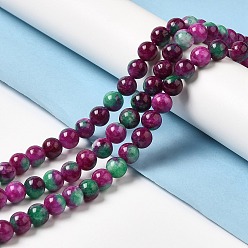 Фиолетовый Природные окрашенные белого нефрита нитей бисера, круглые, фиолетовые, 8.5 мм, отверстие : 0.8 мм, около 45~46 шт / нитка, 14.69''~15.04'' (37.3~38.2 см)