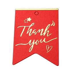 Red 100Pcs Hot Stamping Thank You Paper Gift Tags, for Wedding, Baby Shower, Party Favors, Red, 6.4x4.45x0.05cm, Hole: 4mm