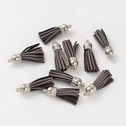 Шифер Серый Замша кистями, с пластиковыми выводами ccb, хороший для DIY серьги или сотовый телефон делает ремни, платина, шифер серый, 38x10 мм, отверстие : 2 мм