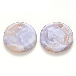 Персиковый Слойка Подвески из ацетата целлюлозы (смолы), плоско-круглые, розовые, 17x3 мм, отверстие : 1.2 мм