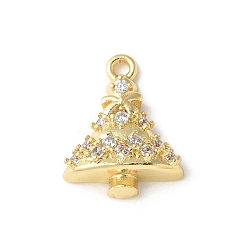 Настоящее золото 18K Латунные микро проложить кубического циркония подвески, елочные прелести, стойки покрытие, долговечный, без кадмия и без свинца, реальный 18 k позолоченный, 15.5x12x4.5 мм, отверстие : 1.4 мм