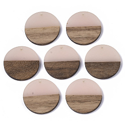 Фора Подвески из прозрачной смолы и ореха, плоско-круглые, оранжевые, 28.5x3.5~4 мм, отверстие : 1.5 мм