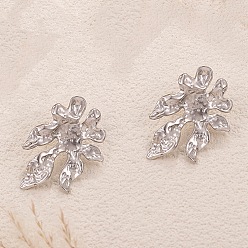 Нержавеющая Сталь Цвет День святого Валентина 304 серьги-гвоздики из нержавеющей стали, текстурированный цветок, цвет нержавеющей стали, 40x28 мм