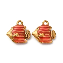 Помидор 304 нержавеющей стальной эмали подвески, очарование рыбы, золотые, помидор, 12x12x4 мм, отверстие : 1.2 мм