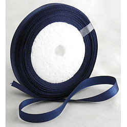 Dark Blue Single Face Satin Ribbon, Polyester Ribbon, Dark Blue, 1/4 inch(6mm), about 25yards/roll(22.86m/roll), 10rolls/group, 250yards/group(228.6m/group)