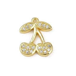 Настоящее золото 18K Латунные микро проложить кубического циркония подвески, вишня, долговечный, без кадмия и без свинца, стойки покрытие, реальный 18 k позолоченный, 13x11x2 мм, отверстие : 0.8 мм