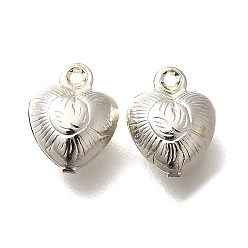 Серебро Стойки обшивки латунные подвески, сердце прелести, без кадмия и без свинца, долговечный, серебряные, 9x7x4.5 мм, отверстие : 0.9 мм