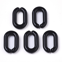 Черный Непрозрачные акриловые соединительные кольца, разъемы для быстрой связи, для изготовления ювелирных кабельных цепей, овальные, чёрные, 15x9x3 мм, Внутренний диаметр: 3.5x9 мм, о 2170 шт / 500 г