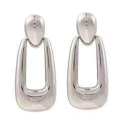 Нержавеющая Сталь Цвет Не тускнеющие 304 серьги-гвоздики из нержавеющей стали для женщин, овальные, цвет нержавеющей стали, 59x23 мм