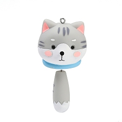 Гейнсборо Непрозрачные подвески смолы, с виляющим хвостом и платиновыми железными петлями, форма кошки, 68.5x33.5x31.5 мм, отверстие : 2.5 мм