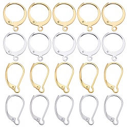 Золотой & Цвет Нержавеющей Стали 80шт 4 стиль 304 фурнитура для сережек из нержавеющей стали, с петлями, золотые и нержавеющая сталь цвет, 14.5~16.5x10~12x2 мм, штифты : 0.6~1 мм, 20 шт / стиль