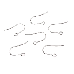 Stainless Steel Color Tarnish Resistant 304 Stainless Steel Earring Hooks, Ear Wire, with Horizontal Loop, Stainless Steel Color, 12x19x0.8mm, Hole: 1.8mm, 20 Gauge, Pin: 0.8mm