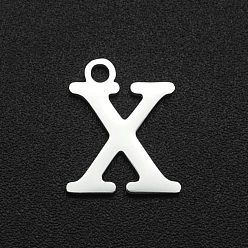 Letter X Не тускнеющие 201 подвески из нержавеющей стали, лазерная резка, буквы, цвет нержавеющей стали, letter.x, 12x10x1 мм, отверстие : 1.5 мм