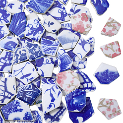 Bleu 500g carreaux de mosaïque en porcelaine, pour l'artisanat d'art de mosaïque de bricolage, cadres photo et plus, bleu, 23~42.5x20~36.5x5.5~6mm