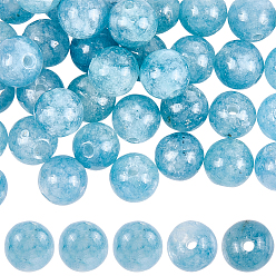 Светлый Стально-синий 80 шт. окрашенных круглых бусин из натурального кварца, имитация аквамарин, светло-стальной синий, 6 мм, отверстие : 1 мм