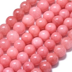 Фламинго Натуральный Malaysia нефритовые бусы пряди, окрашенная и подогревом, круглые, фламинго, 4~4.5 мм, отверстие : 0.8 мм, около 85~88 шт / нитка, 14.57~14.96 дюйм (37~38 см)