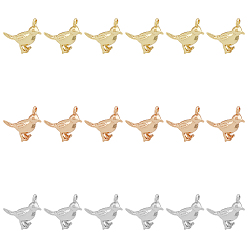 (52) Непрозрачная лаванда 18 шт 3 цвета латунные подвески, птица, разноцветные, 14x12x5 мм, отверстие : 1 мм, 6 шт / цвет