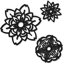 Цветок Приветственный знак из липы, вырезанный лазером, настенная скульптура подвесное украшение, для дома галерея офис, цветок, 150~300x5 мм, 3 шт / комплект