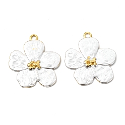 Белый 304 подвеска из нержавеющей стали, окрашенная распылением, цветочный шарм, реальный 18 k позолоченный и цвет нержавеющей стали, вакуумное покрытие pvd, долговечный, белые, 27x25x2 мм, отверстие : 2 мм
