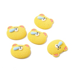 Yellow Opaque Resin Cabochons, Bear Head, Yellow, 29.5x35.5x10.5mm