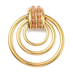 Золотой 304 из нержавеющей стали большие кулоны, несколько подвесок в виде колец с натуральным кварцем, золотые, 56x49x9.5 мм, отверстие : 5.5 мм