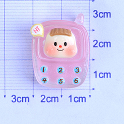 Бледно-Розовый Светящиеся кабошоны сотового телефона из прозрачной смолы, светится в темноте, миниатюрные украшения, розовый жемчуг, 21.5x28 мм