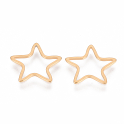 Золотой 304 из нержавеющей стали связывание кольцо, звезда, золотые, 12x11.5x0.8 мм