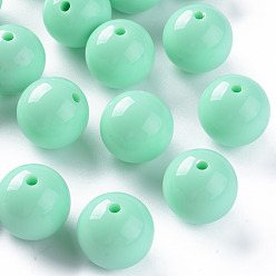 Aquamarine Opaque Acrylic Beads, Round, Aquamarine, 20x19mm, Hole: 3mm, about 111pcs/500g