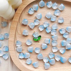 Светло-Синий Бусины лэмпворк , тюльпан, голубой, 9 мм