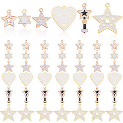 (52) Непрозрачная лаванда 48 шт 6 стили подвески из сплава эмали, звезда и сердца, разноцветные, 16.5~28x12~26.5x1~2 мм, отверстие : 1.2~2 мм, 8 шт / стиль
