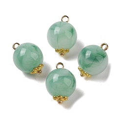 Средний Морско-зеленый Двухцветные акриловые подвески, с медными петлями, круглые, средний морской зеленый, 16.5x12 мм, отверстие : 1.8 мм