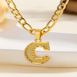 Letter C 304 цепочка с подвеской в виде Фигаро из нержавеющей стали, золотые, буква С, 17.72 дюйм (45 см)