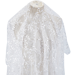 Белый Полиэстеровые ткани для вышивки кружевом в виде листьев, аксессуары, белые, 1600~1610x0.7 мм, 1 двор/шт.