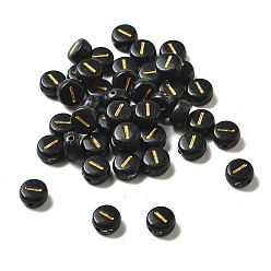 Letter I Покрытие непрозрачных акриловых бисер, золотой металл обвитыми, плоские круглые с буквы, Буква "i", 7x3.5 мм, отверстие : 1.2 мм, Около 3846 шт / 500 г