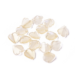 Pale Goldenrod Transparent Glass Charms, Fish Shaped Petal, Pale Goldenrod, 16x14.5x2.5mm, Hole: 1mm