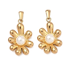 Золотой 304 подвески из нержавеющей стали и АБС-пластика с имитацией жемчуга, , золотые, 30x20x8 мм, отверстие : 6x2.5 мм