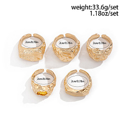 Light Gold 5шт. овальные сплавные кольца со смоляными манжетами наборы для мужчин, золотой свет, внутренний диаметр: 20 мм