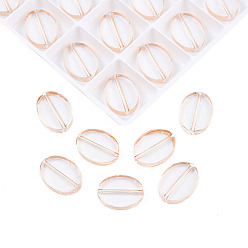 PeachPuff 120Pcs Electroplated Glass Beads, Edge Plated, Oval, PeachPuff, 16x12x3mm, Hole: 1.2mm