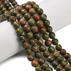 Унакит Природные Unakite бисер нитей, граненые, круглые, 8 мм, отверстие : 1 мм, около 47~48 шт / нитка, 15.16'' (38.5 см)