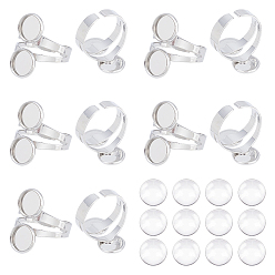 Нержавеющая Сталь Цвет Набор для самостоятельного изготовления двойного куполообразного кольца, включая компоненты латунных манжетных колец, Кабошоны из стекла, цвет нержавеющей стали, размер США 10 1/2 (20.1 мм), 30 шт / коробка
