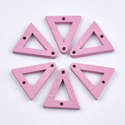 Pink Окрашенные тополя дерева ссылки, треугольные, розовые, 21x19x3 мм, отверстие : 1.4 мм