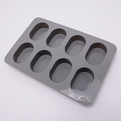 Gray Oval Food Grade Silicone Molds, For Chocolate, Candy, Soap, Gray, 248x160x24mm, Inner Size: 64x43mm