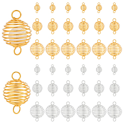 Золотой & Серебряный 36 шт. 6 стили 201 подвески из проволоки из нержавеющей стали, спиральная клетка из бисера, круглые подвески, золотой и серебряный, 25~50x15~35 мм, 6 шт / стиль