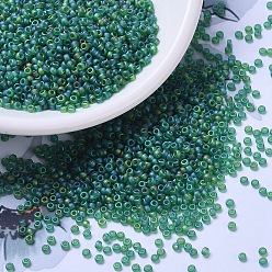 (RR146FR) Matte Transparent Green AB MIYUKI Round Rocailles Beads, Japanese Seed Beads, 11/0, (RR146FR) Matte Transparent Green AB, 11/0, 2x1.3mm, Hole: 0.8mm, about 50000pcs/pound