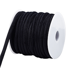 Black Velvet Cord, with White Plastic Spool, Black, 8mm, about 17.50 Yards(16m)/Roll