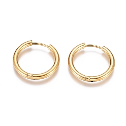 Золотой Ионное покрытие (ip) 304 серьги-кольца из нержавеющей стали, с 316 хирургическим стержнем из нержавеющей стали, кольцо, золотые, 21x2.5 мм, 10 датчик, штифты : 0.9 мм