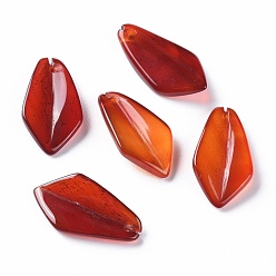 Carnelian Natural Carnelian/Red Agate Pendants, Rhombus, Dyed & Heated, 21x11x4mm, Hole: 0.8mm