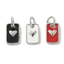 (52) Непрозрачная лаванда Латунь эмаль прелести, прямоугольник с подвесками в виде сердечек, стойки покрытие, без кадмия и без свинца, долговечный, платина, разноцветные, 10.5x6.5x2 мм, отверстие : 3.5 мм