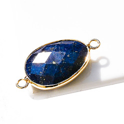 Ляпис-Лазурь Подвески из натурального лазурита, граненые каплевидные ссылки, золотые, 31x18 мм