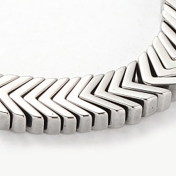 с Платиновым Покрытием Гальванизировать немагнитных синтетический гематит бисер пряди, бисер нитей, стрелка / шеврон, с покрытием платиным, 4x7x3 мм, отверстие : 1 мм, около 239 шт / нитка, 16.14 дюйм